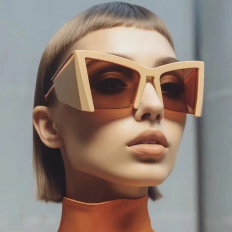 Half frame modern concave shaped sunglasses new party oversized frame sunglasses street photography sunglasses for women