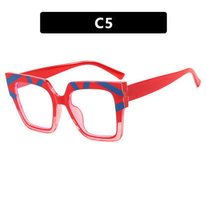 Color blocked large frame cat eye anti blue light glasses frame, fashionable and personalized plain light glasses, internet famous Instagram glasses frame