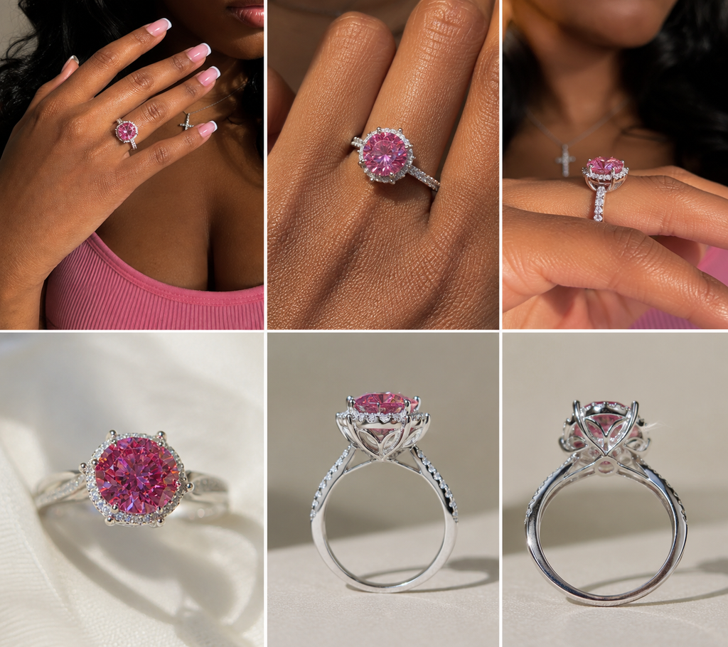 5 Carat Moissanite Halo Engagement Ring